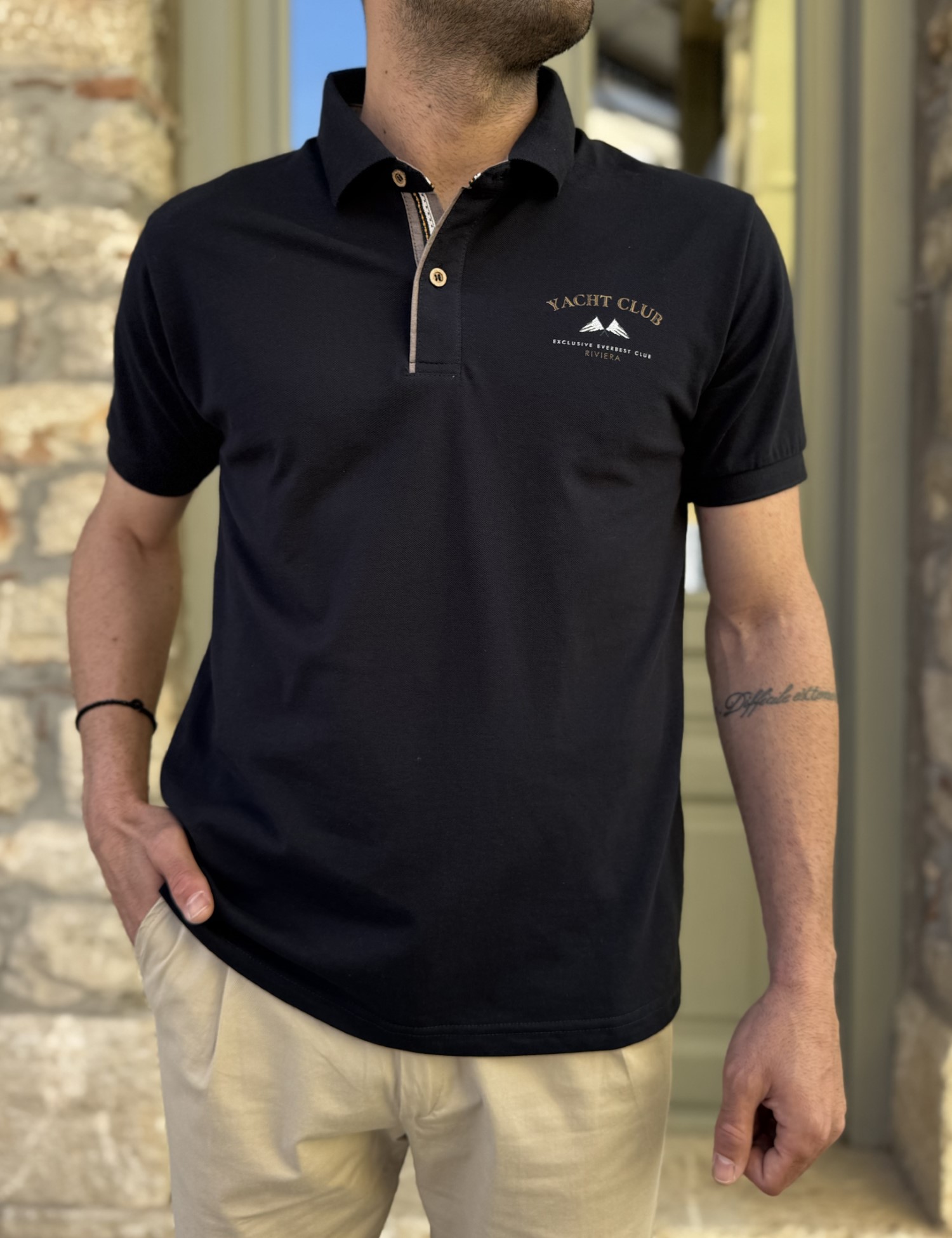 Everbest ανδρική μπλε navy Polo μπλούζα Plus Size 262838N - Everbest - 